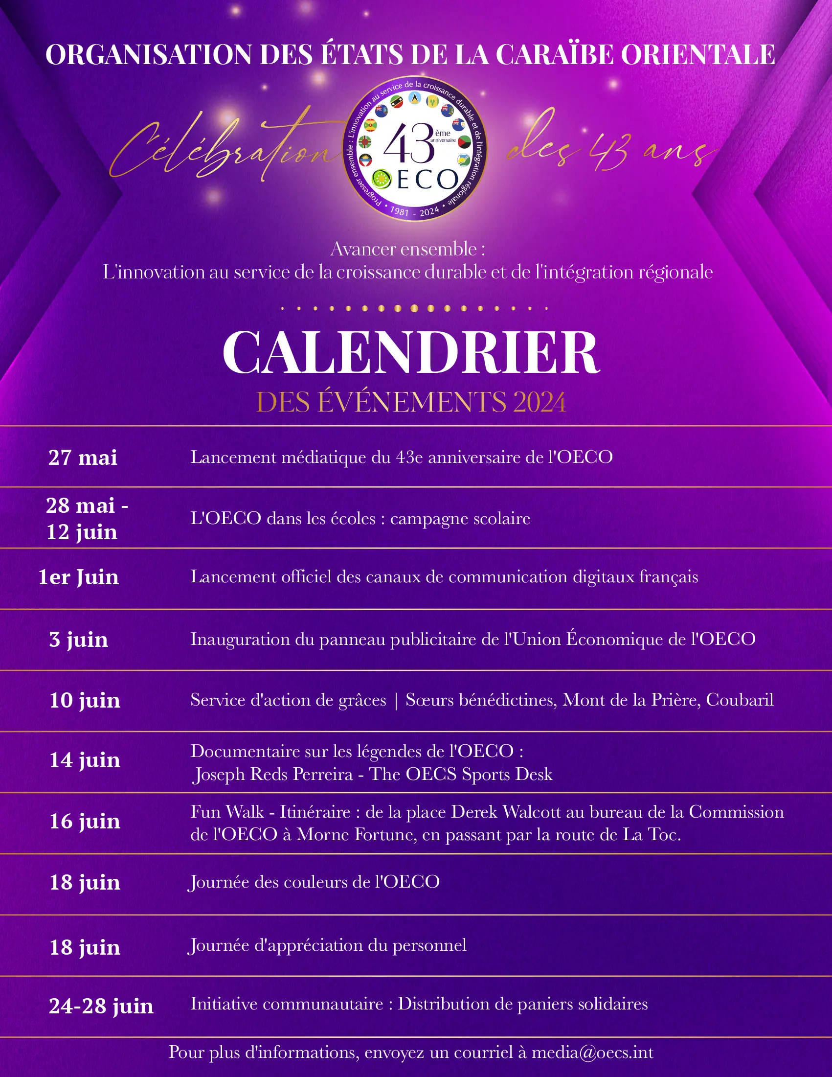  Calendrier des Manifestations