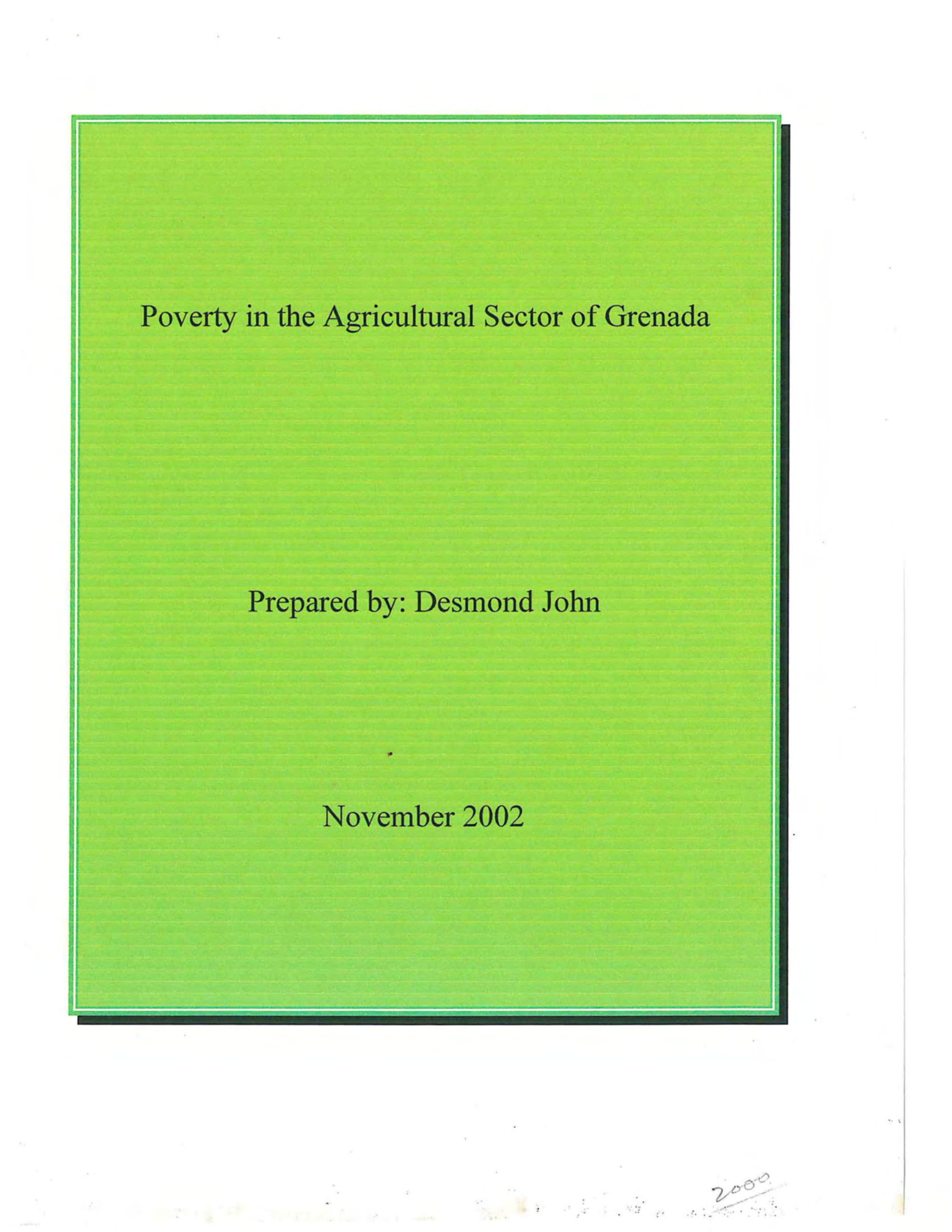 Poverty in the Agricultural Sector of Grenada