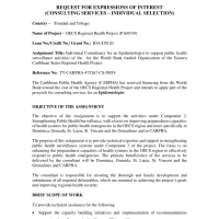 CARPHA - Individual Epidemiologist Consultant for Public Health Surveillance under the World Bank-funded OECS Regional Health Project, Trinidad