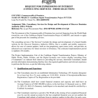 Commonwealth of Dominica - Caribbean Digital Transformation Project (P171528): Consultancy Services for Design and Development of Discover Dominica Authority (DDA) Website 