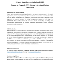 H. Lavity Stoutt Community College - British Virgin Islands: Request for Proposals (RFP): External Instructional Review Consultancy