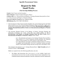 Saint Vincent and the Grenadines - Request for Bids Small Works (One-Envelope Bidding Process) for the Volcanic Eruption Emergency Project