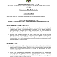 Government of Saint Lucia - Civil Aviation Officer III at the Ministry of External Affairs, Civil Aviation, International Trade and Diaspora Affairs 