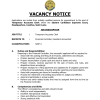 Eastern Caribbean Supreme Court - Temporary Accounts Clerk