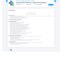 Millennium Heights Medical Complex - Deputy Manager Warehouse - Supply Chain Management